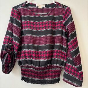 Grunge Michael Kors Cropped Stripe‎ Black Pink Punk Eclectic Sleeve Top - Small